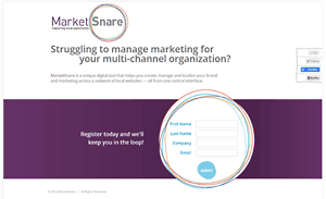 MarketSnare signup page